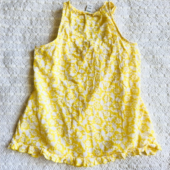 Old Navy gauzy lightweight floral yellow sleeveless top sz xs - Picture 2 of 5